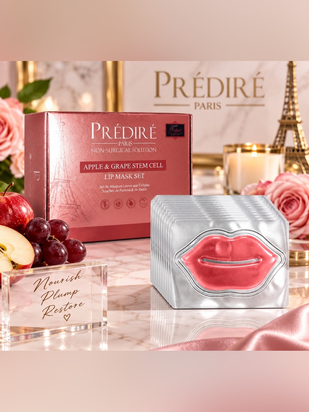 ✨ Prédiré Paris Apple & Grape Stem Cell Lip Mask Set – 10 Patches | NWT